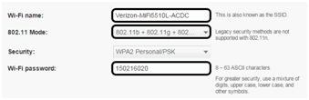 Рис. 22 Настройки Wi-Fi Novatel MiFi 5510L