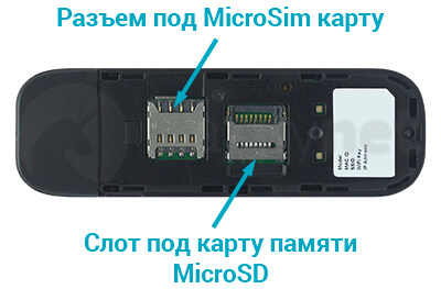 4G 3G Wi-Fi модем ZTE W02 Jazz - слот под SIM-карту, microSD карту